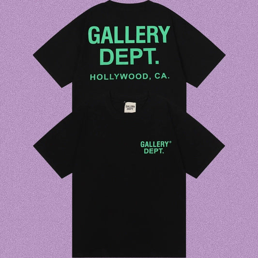 Gallery Dept. Hollywood Logo Short Sleeve T-Shirt - Black/Green