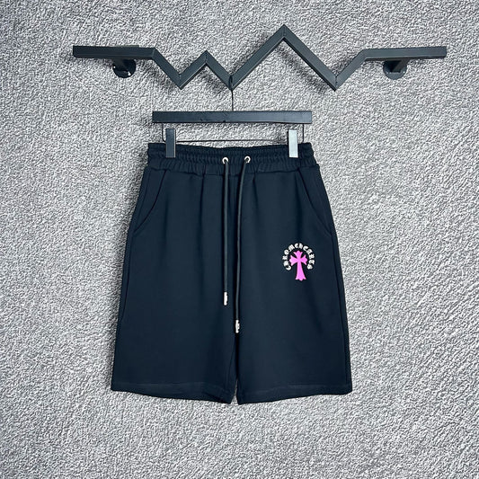 Chrome Hearts Black & Pink Cross Logo Sweatshorts