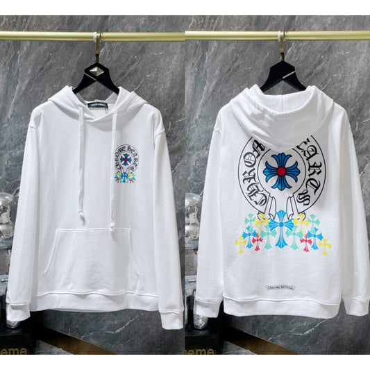 Chrome Hearts Multi-Color Cluster Cross Hoodie (White)