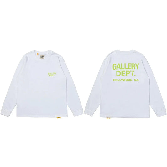 Gallery Dept. Hollywood Logo Long Sleeve T-Shirt - White/Neon Yellow